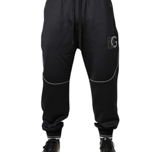 Pantalones deportivos negros con logotipo de poliéster de Dolce &amp; Gabbana