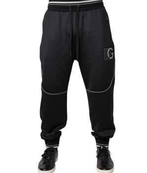 Dolce &amp; Gabbana Black Polyester Logo Jogger Pants