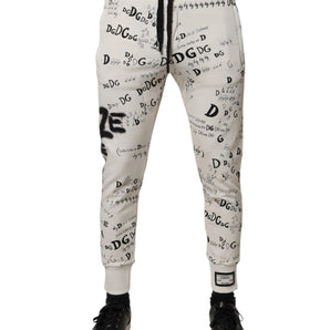Dolce &amp; Gabbana Pantalones deportivos tipo jogger de algodón estampado blanco