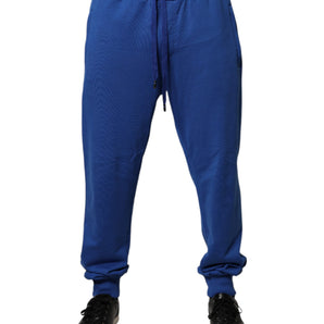 Pantalones deportivos de cintura media de algodón azul Dolce &amp; Gabbana