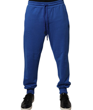 Dolce &amp; Gabbana Blue Cotton Jogger Mid Waist Pants