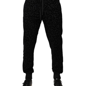 Pantalones deportivos de algodón con estampado de leopardo negro de Dolce &amp; Gabbana