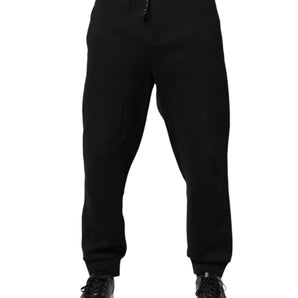 Pantalones deportivos de algodón con parche del logotipo negro de Dolce &amp; Gabbana