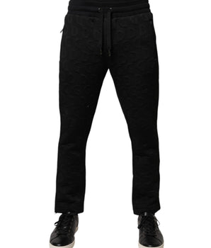 Dolce &amp; Gabbana Black Logo Monogram Jogger Sweatpants Pants