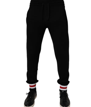 Dolce &amp; Gabbana Black Wool Mid Waist Jogger Sweatpants Pants