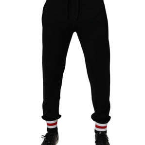 Pantalones deportivos de tiro medio de lana negra de Dolce &amp; Gabbana