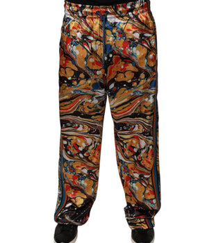 Dolce &amp; Gabbana Multicolor Marble Satin Men Tracksuit Pants