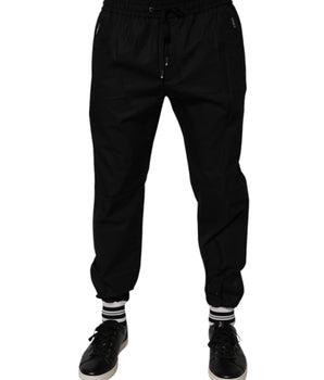 Dolce &amp; Gabbana Black Cotton Men Jogger Sweatpants Pants