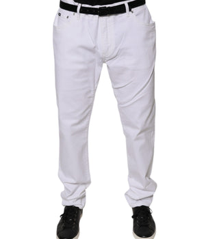 Dolce &amp; Gabbana White Cotton Stretch Skinny Men Denim Jeans