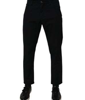 Dolce &amp; Gabbana Dark Blue Cotton Stretch Loose Men Denim Jeans