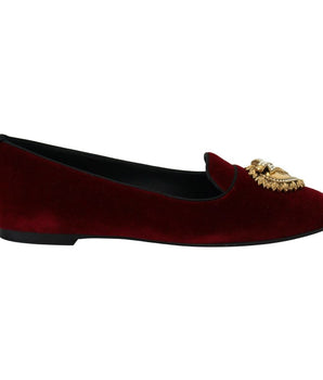 Zapato plano de algodón burdeos de Dolce &amp; Gabbana