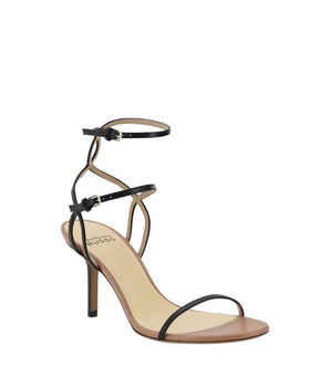 Francesco Russo Black Calf Leather Bos Taurus Stiletto Heel Sandals