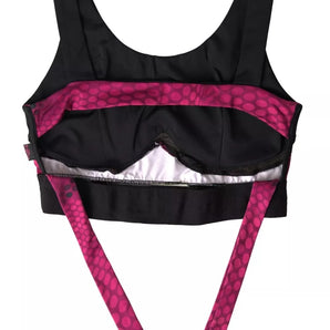 Plein Sport Sleek Black Sports Bra with Fuchsia Accent