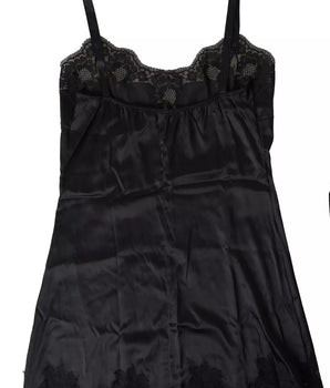 Dolce & Gabbana Black Lace Silk Sleepwear Camisole Top Underwear