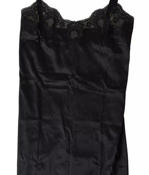Dolce & Gabbana Black Lace Silk Sleepwear Camisole Top Underwear