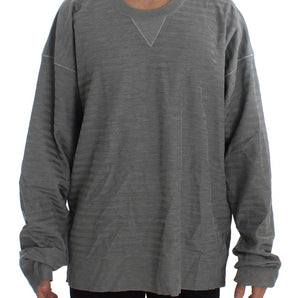 Dolce &amp; Gabbana Elegant Gray Silk Crewneck Pullover Sweater