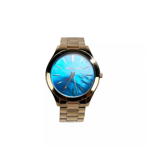 Michael Kors Slim Runway Stainless Steel Watch MK3494 Ocean Blue Gold