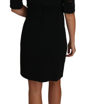 Dolce & Gabbana Black Floral Cut Out Pattern Coctail Dress
