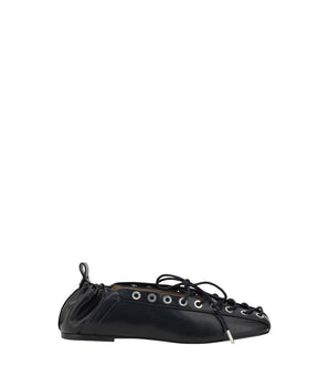 Ganni Black Polyester Ballet Flats