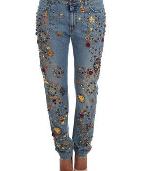 Dolce & Gabbana Crystal Roses Heart Embellished Jeans Dolce & Gabbana 