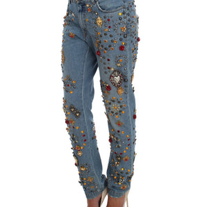 Dolce &amp; Gabbana Enchanted Sicily Crystal Heart Boyfriend Jeans