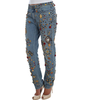 Dolce & Gabbana Crystal Roses Heart Embellished Jeans Dolce & Gabbana 