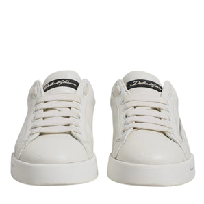 Dolce &amp; Gabbana White Black Logo Portofino Men Sneaker Shoes