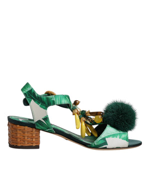 Sandalias con adornos de piel de cristal verde de Dolce &amp; Gabbana