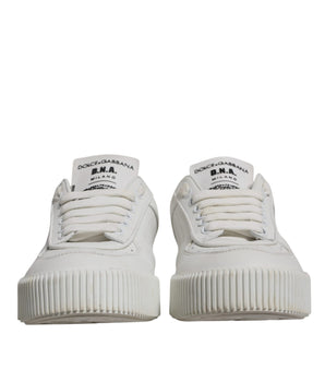 Dolce &amp; Gabbana White Miami Leather Low Top Sneakers Shoes