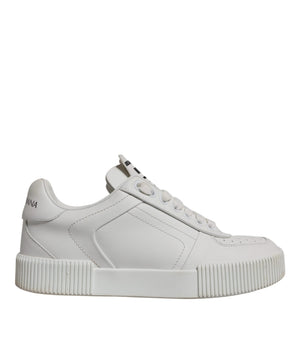 Dolce &amp; Gabbana White Miami Leather Low Top Sneakers Shoes