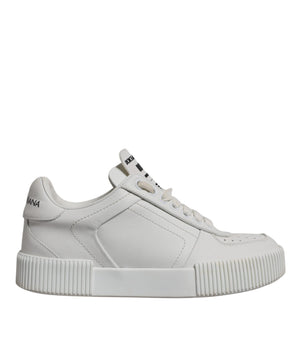 Dolce &amp; Gabbana White Miami Leather Low Top Sneakers Shoes