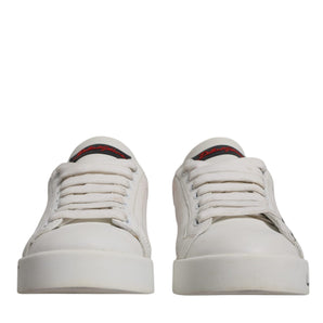 Dolce & Gabbana White Red Logo Portofino Sneakers Shoes