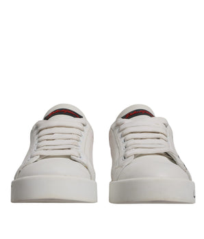Dolce &amp; Gabbana White Red Logo Portofino Sneakers Shoes