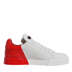 Dolce & Gabbana White Red Logo Portofino Sneakers Shoes