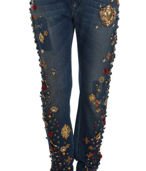 Dolce & Gabbana Crystal Roses Heart Embellished Jeans Dolce & Gabbana 