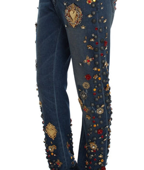 Dolce & Gabbana Crystal Roses Heart Embellished Jeans Dolce & Gabbana 
