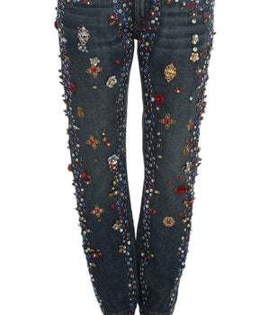 Dolce & Gabbana Crystal Roses Heart Embellished Jeans Dolce & Gabbana 