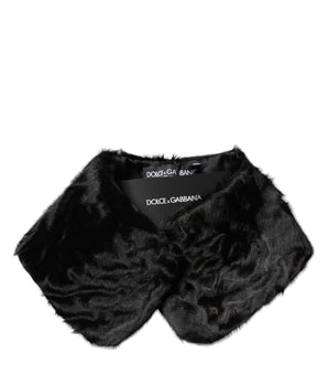Bufanda cruzada para el cuello Dolce &amp; Gabbana con cuello de piel de cordero negra para mujer