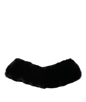 Bufanda cruzada para el cuello Dolce &amp; Gabbana con cuello de piel de cordero negra para mujer