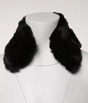 Bufanda cruzada para el cuello Dolce &amp; Gabbana con cuello de piel de cordero negra para mujer