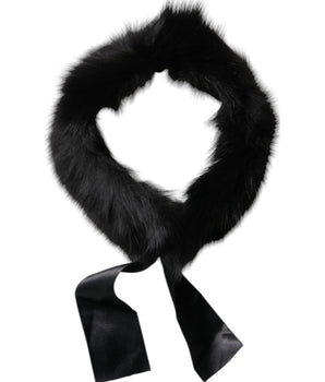 Bufanda chal cruzada con cuello de hombro de piel negra de Dolce &amp; Gabbana