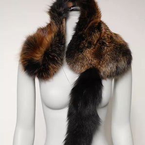 Dolce & Gabbana Brown Red Fox Fur Neck Warmer Winter Scarf