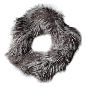 Dolce & Gabbana Gray Fox Fur Neck Wrap Warmer Winter Scarf