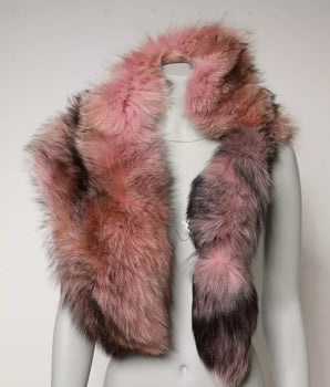 Bufanda de invierno Dolce &amp; Gabbana Pink Frost Fox Fur Warmer