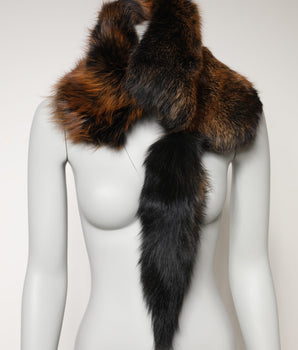 Bufanda de invierno Dolce &amp; Gabbana de piel de zorro marrón y rojo