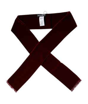 Dolce &amp; Gabbana Bordeaux Cotton Silk Fringe Shawl Wrap Scarf