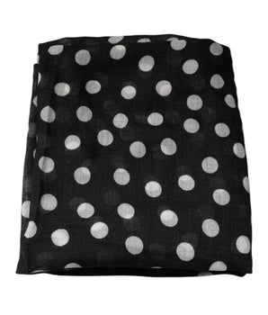 Bufanda cruzada con flecos y lunares blancos y negros de Dolce &amp; Gabbana