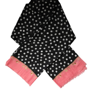Dolce & Gabbana Black White Polka Dots Fringes Wrap Scarf