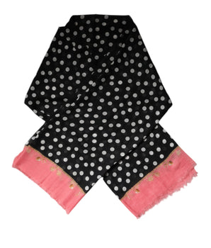 Bufanda cruzada con flecos y lunares blancos y negros de Dolce &amp; Gabbana