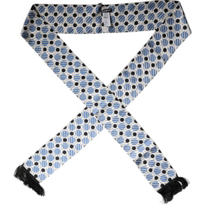Dolce & Gabbana White Blue Polka Dotted Silk Skinny Scarf